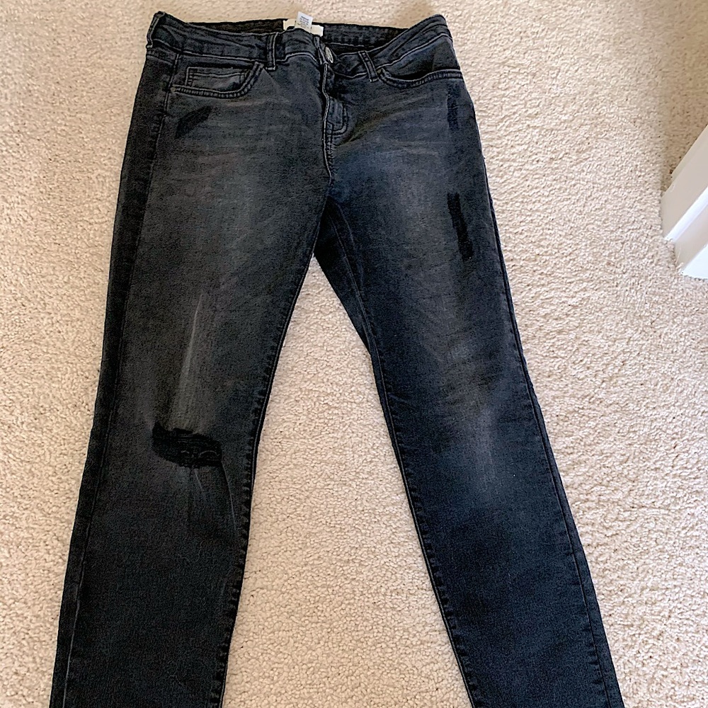 Forever 21 Black Denim Distressed Jeans